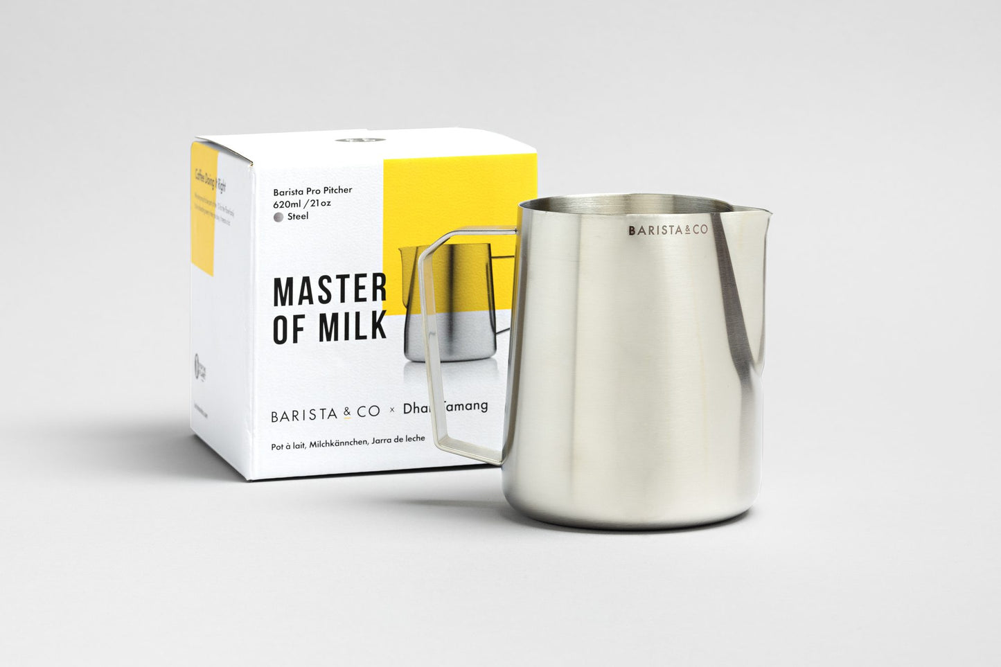 Barista & Co Master of Milk Jug – Pro Silver - 400ml Milk Frothing Pitcher