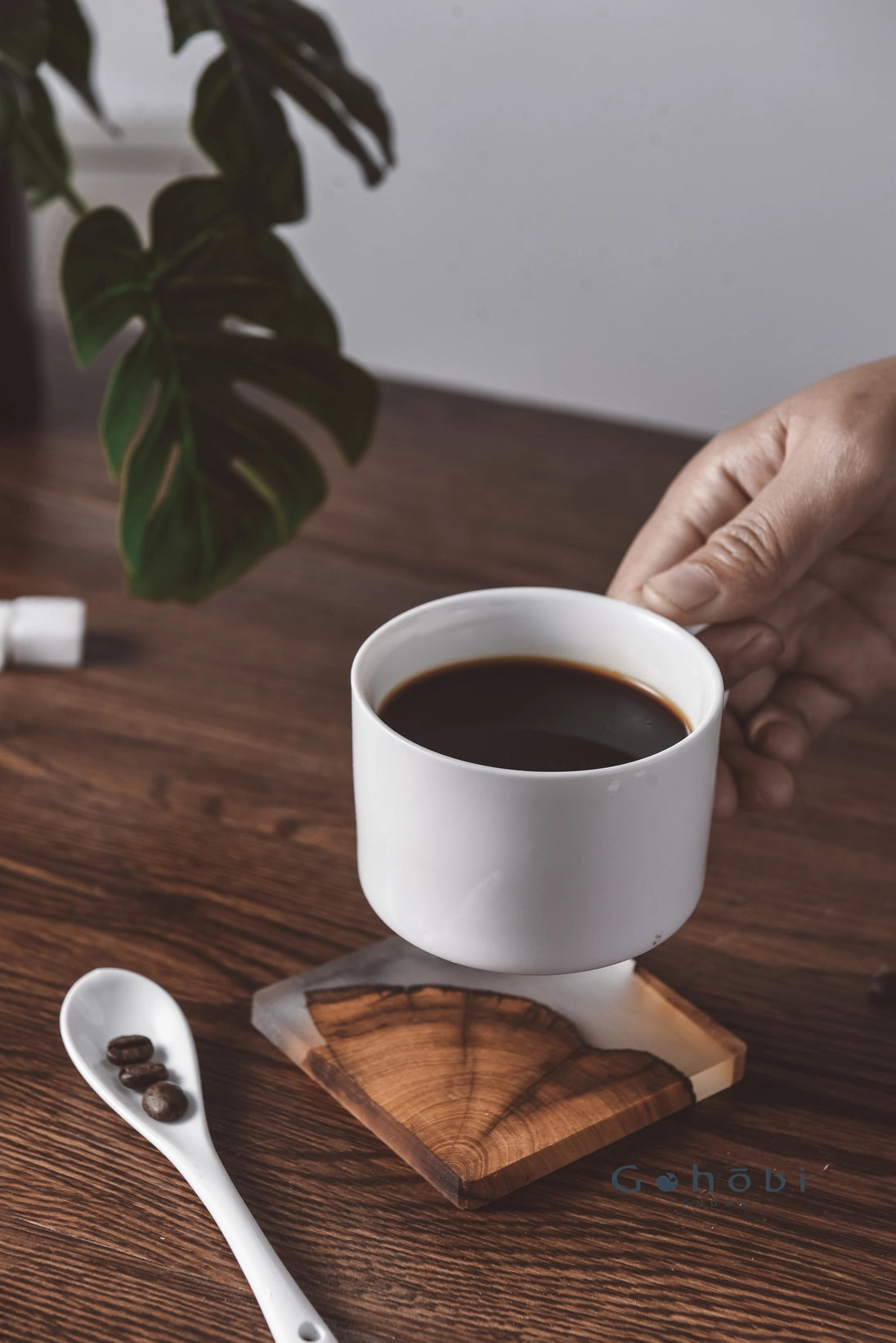 Wood and resin coffee coaster