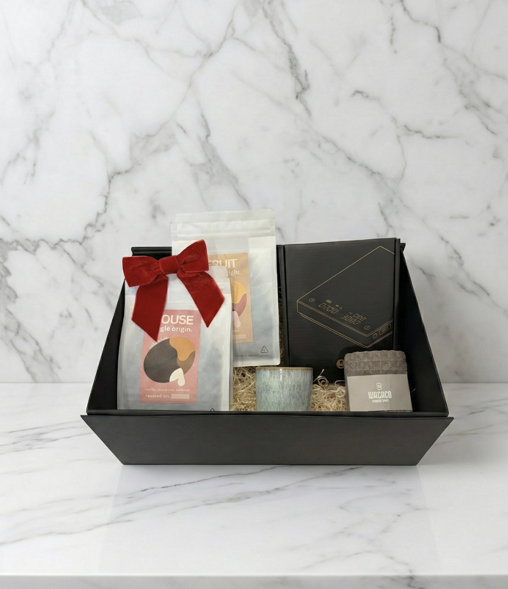 Pro Coffee Gift Hamper – Artisan Coffee Hamper with Handcrafted Mug, Timemore Pro Scales, Barista Towel & Freshly Roasted Small Batch Coffee Whole Beans 2x 250g