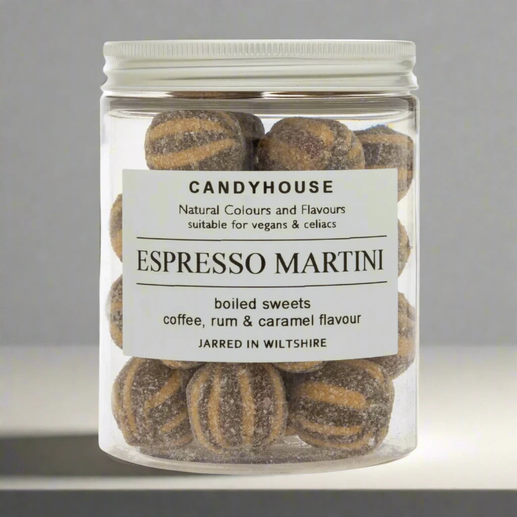 Hard Boiled Espresso Martini Sweets in a Glass Jar