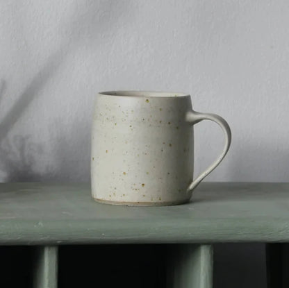 Large hand thrown ceramic coffee mug oatmeal colour